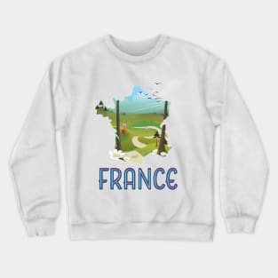 France Map travel poster Crewneck Sweatshirt